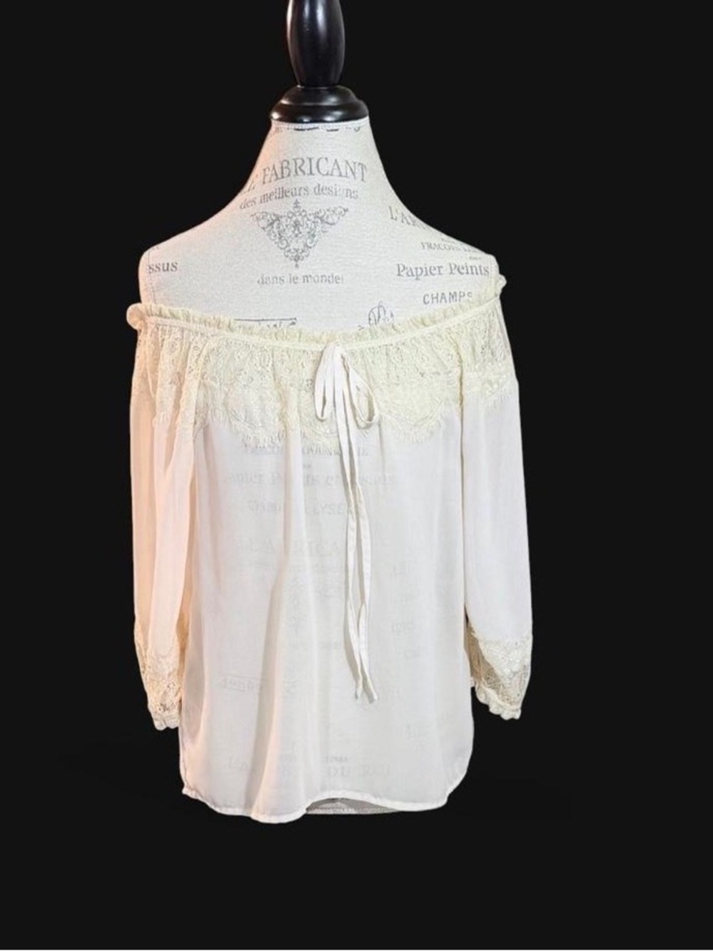 Ya Los Angeles Ivory Off-Shoulder Lace Peasant Blouse Sz S